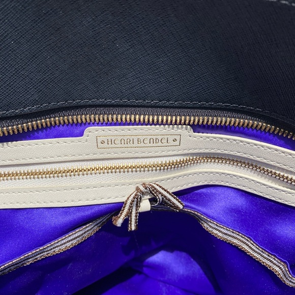 Henri Bendel Diaper Bag great work bag for laptop black leather purple interior - Picture 8 of 8